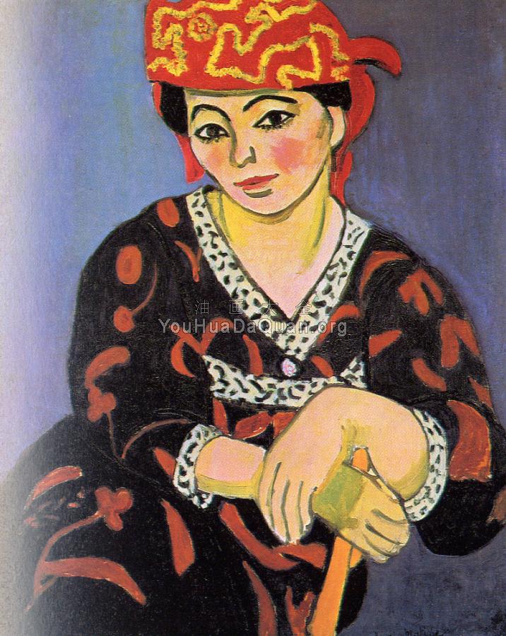 红色的马德拉斯头巾 - 亨利·马蒂斯